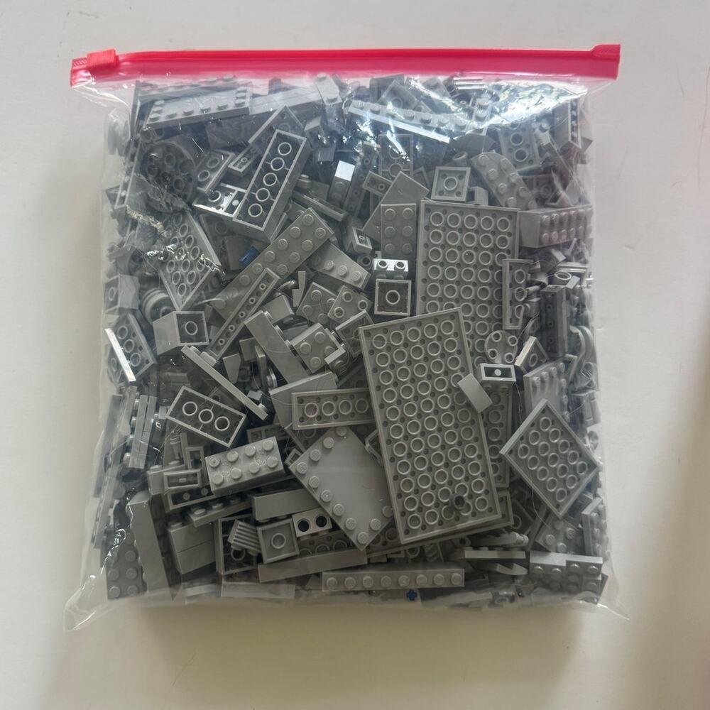 Lot of 1lb Gray Lego Bricks Various Sizes/Shapes/Parts AS IS
